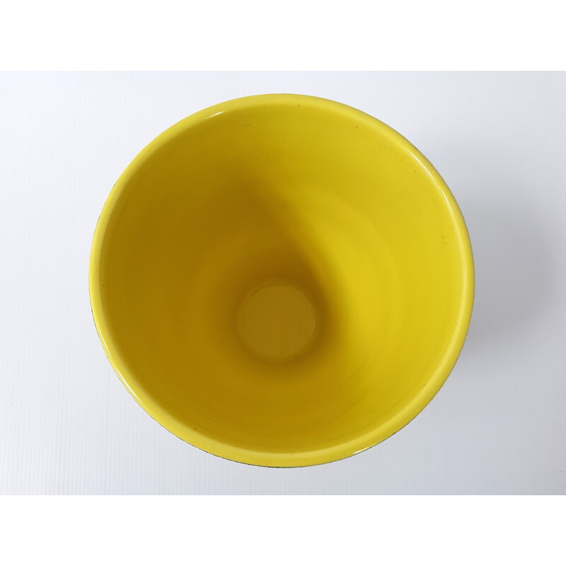 Yellow and black ceramic vase by Elchinger