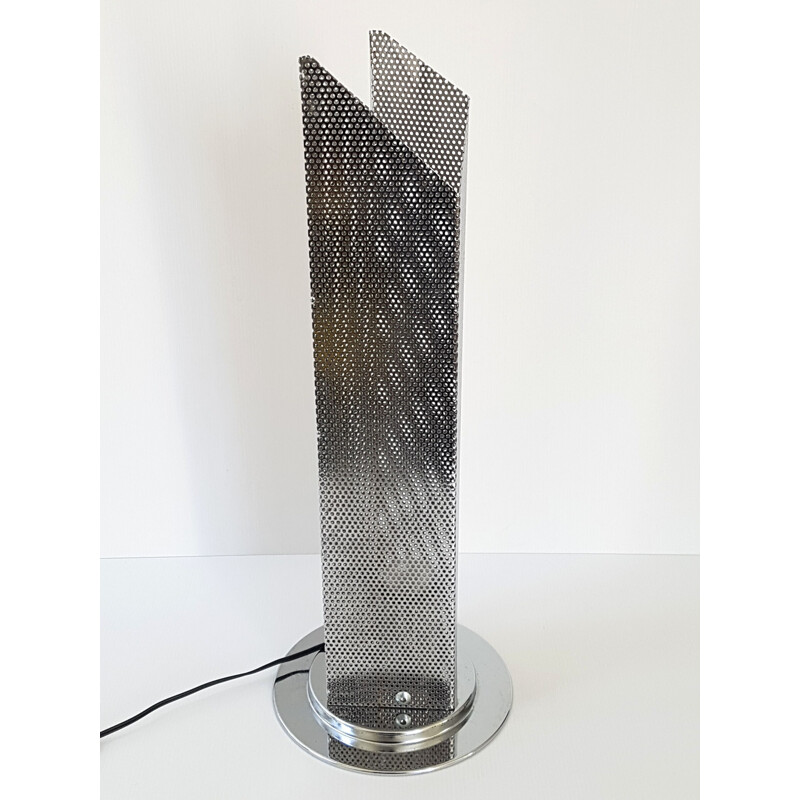 Vintage perforated steel table lamp