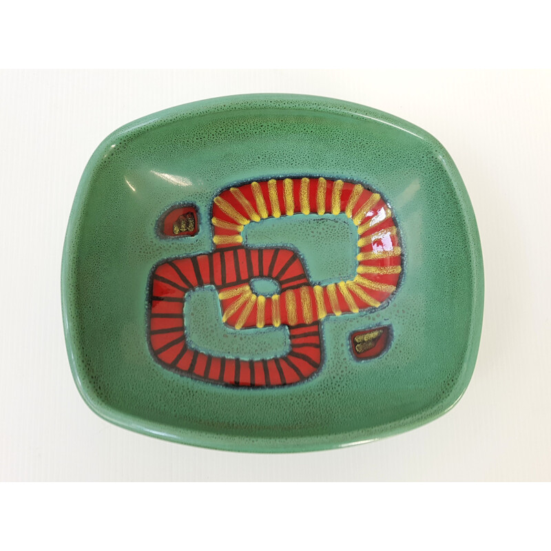 Grüne Vintage-Schale aus Keramik von Elchinger