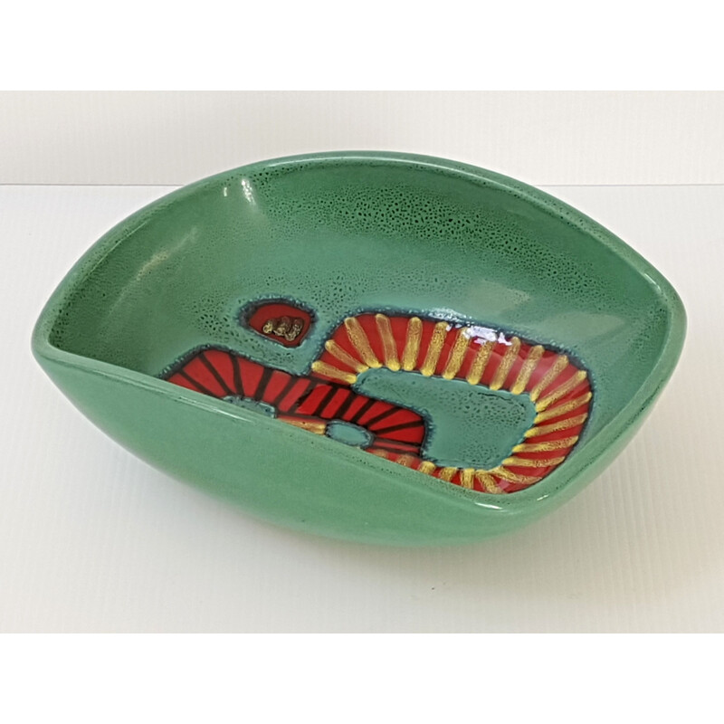 Cuenco vintage de cerámica verde de Elchinger