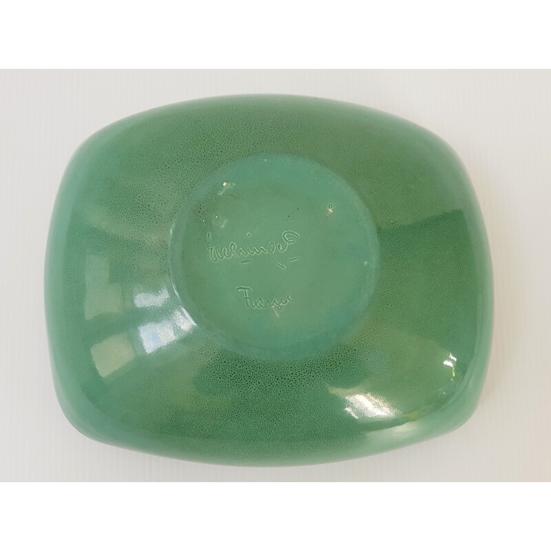 Ciotola vintage in ceramica verde di Elchinger