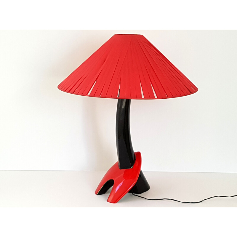 Vintage red and black ceramic lamp