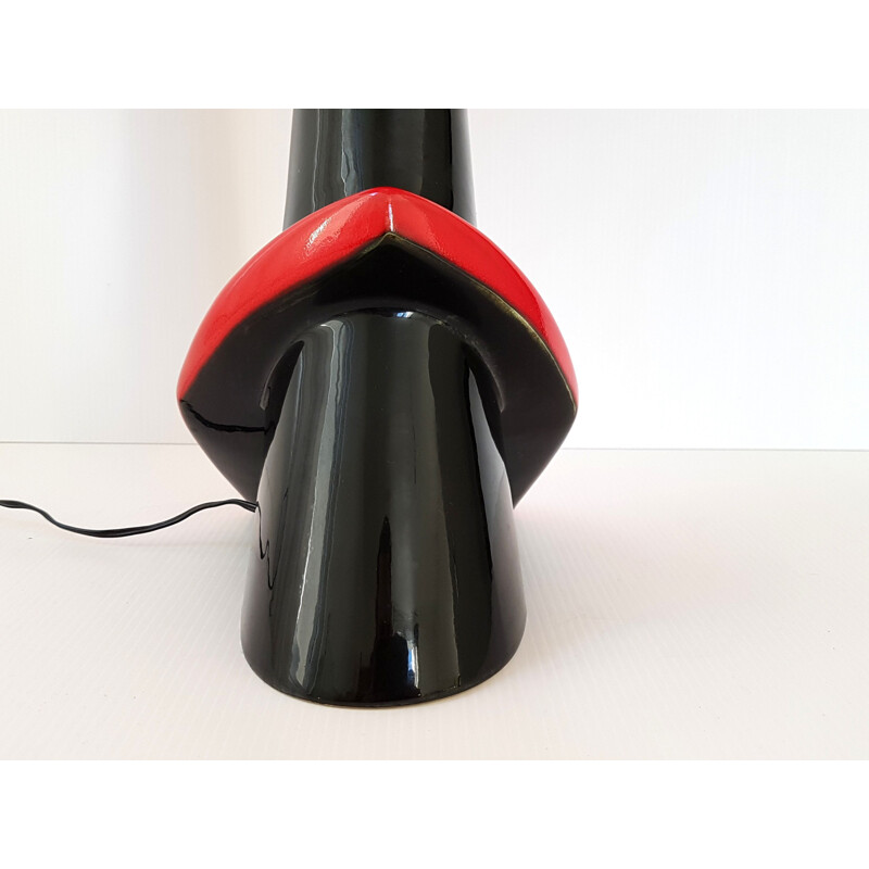 Lámpara vintage de cerámica roja y negra
