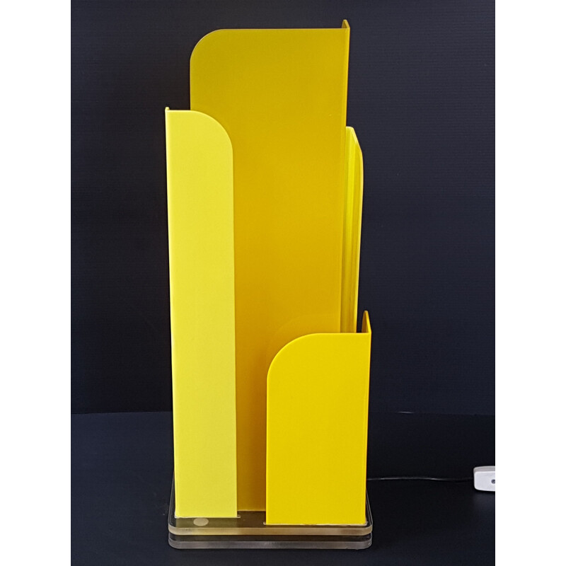 Yellow table lamp in plexiglas