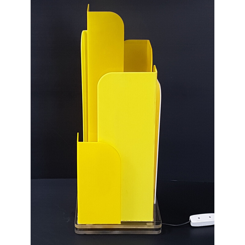 Yellow table lamp in plexiglas