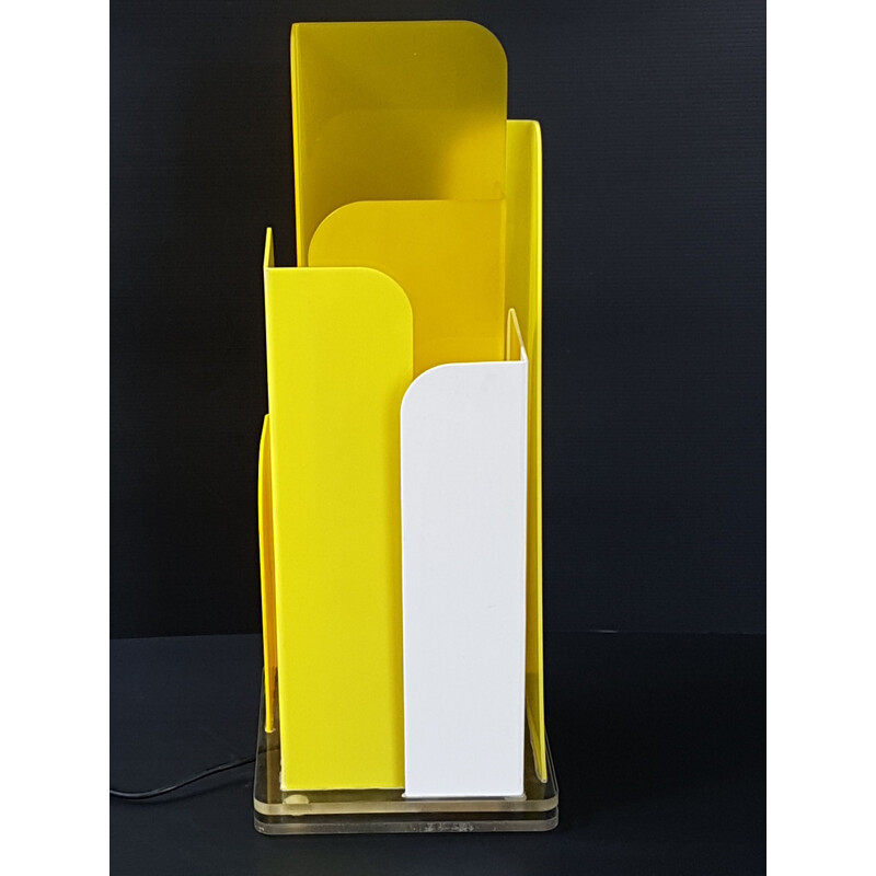 Yellow table lamp in plexiglas