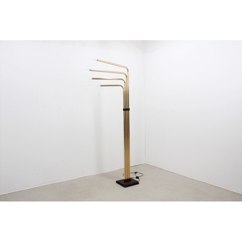 Vintage floor lamp in golden metal by Goffredo Reggiani