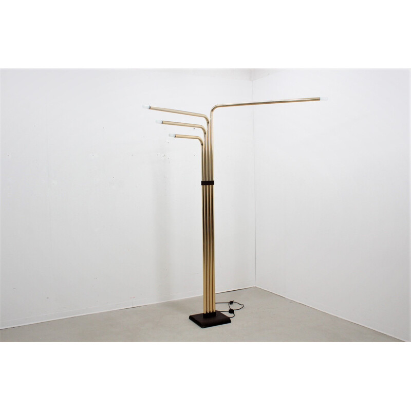 Vintage floor lamp in golden metal by Goffredo Reggiani