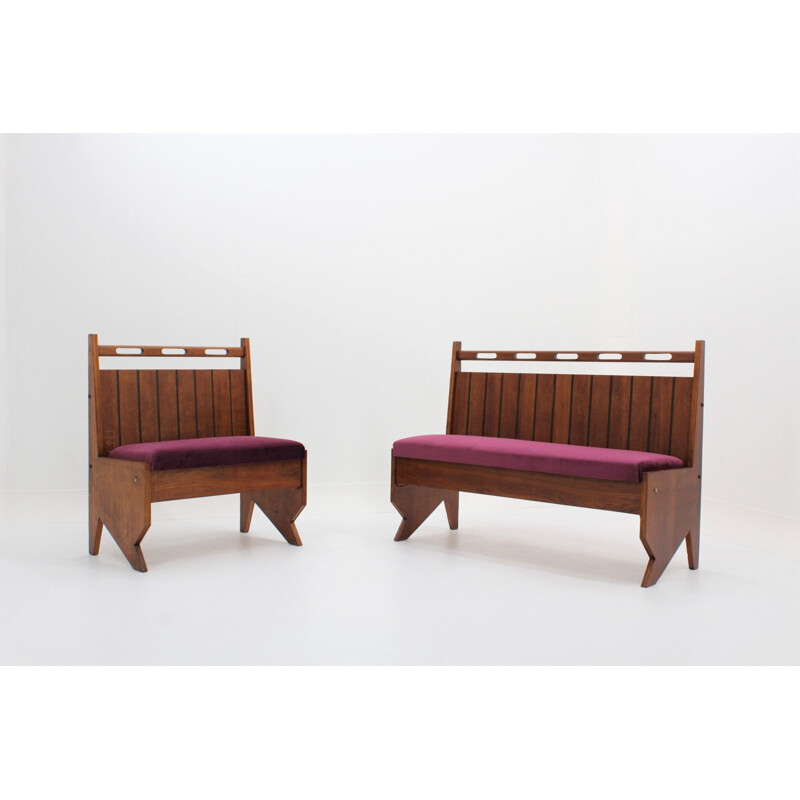 Set of 2 vintage Italian benches by Turri