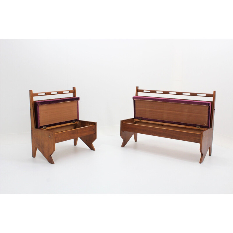 Set of 2 vintage Italian benches by Turri