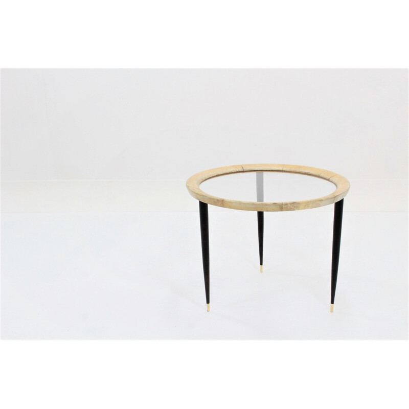 Vintage round Italian coffee table by Aldo Tura