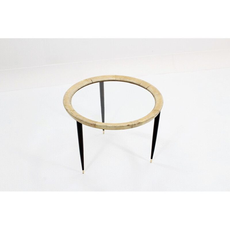 Vintage round Italian coffee table by Aldo Tura