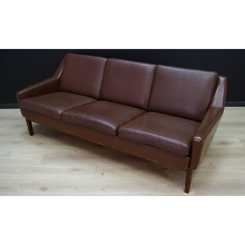 Vintage Danish 3-seater sofa in leather