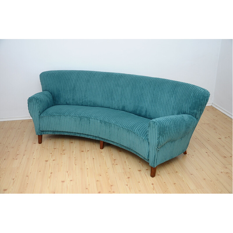 Vintage blue 3-seater sofa "Banana"