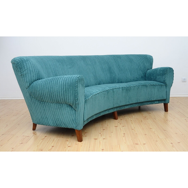 Vintage blue 3-seater sofa "Banana"