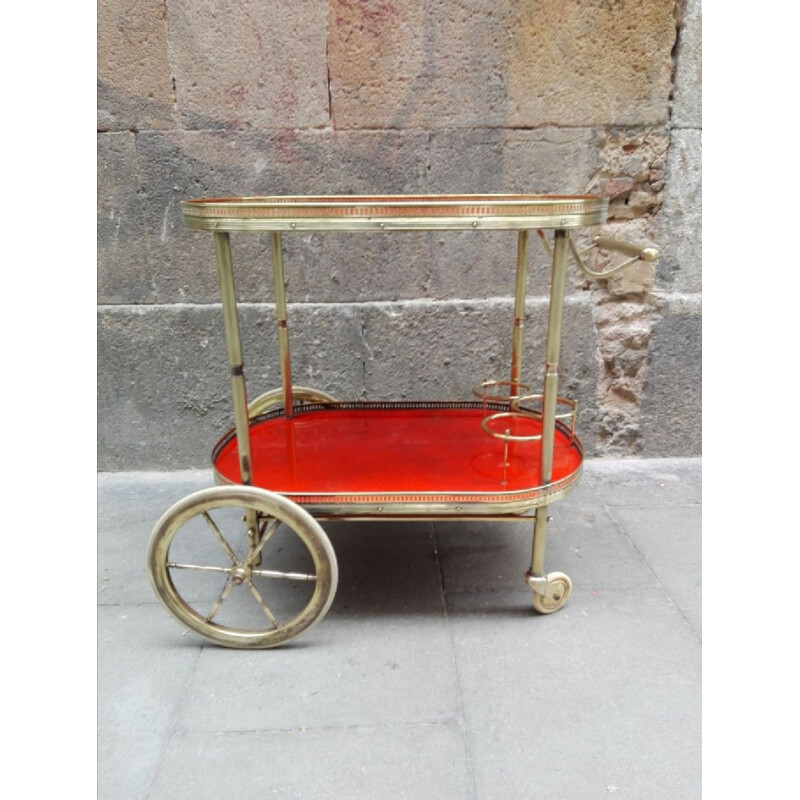 Vintage red serving cart