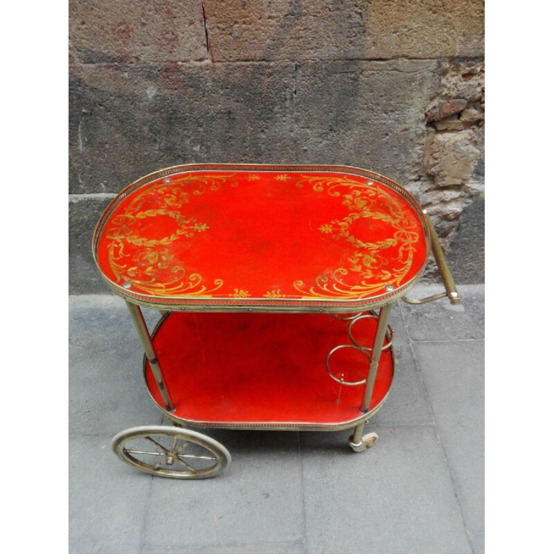 Chariot de desserte vintage rouge