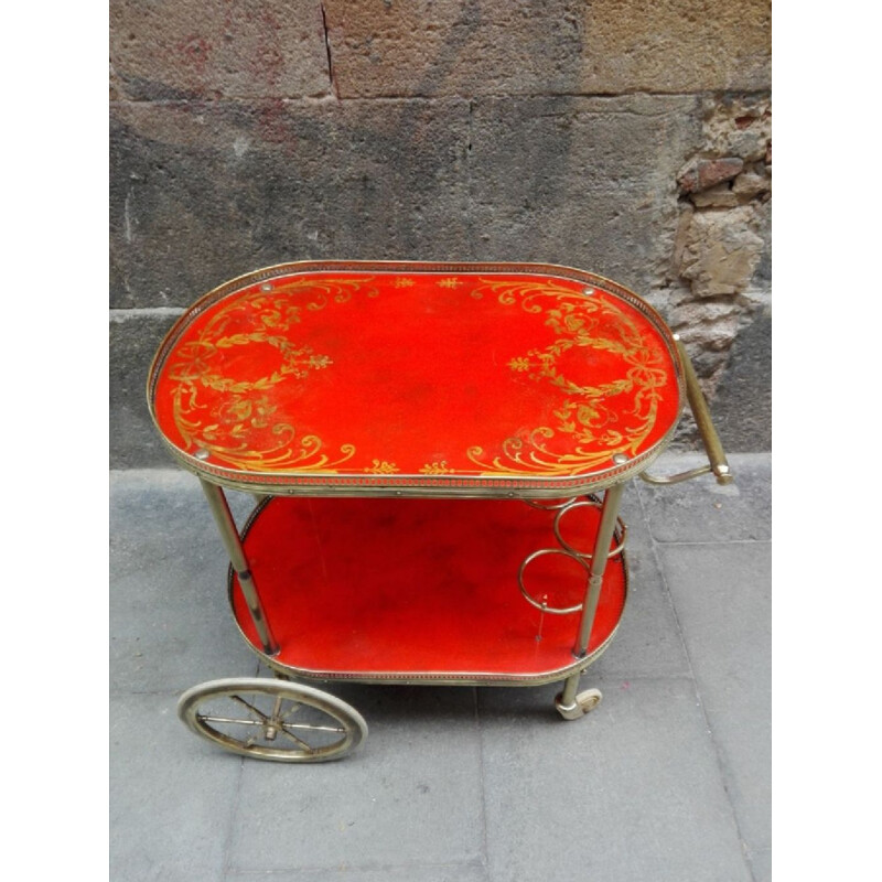 Vintage red serving cart