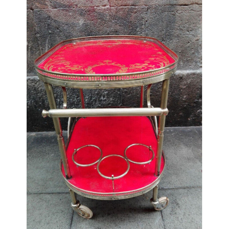 Vintage red serving cart