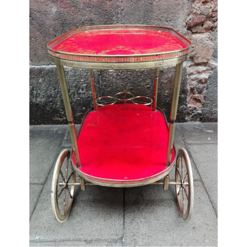 Vintage red serving cart