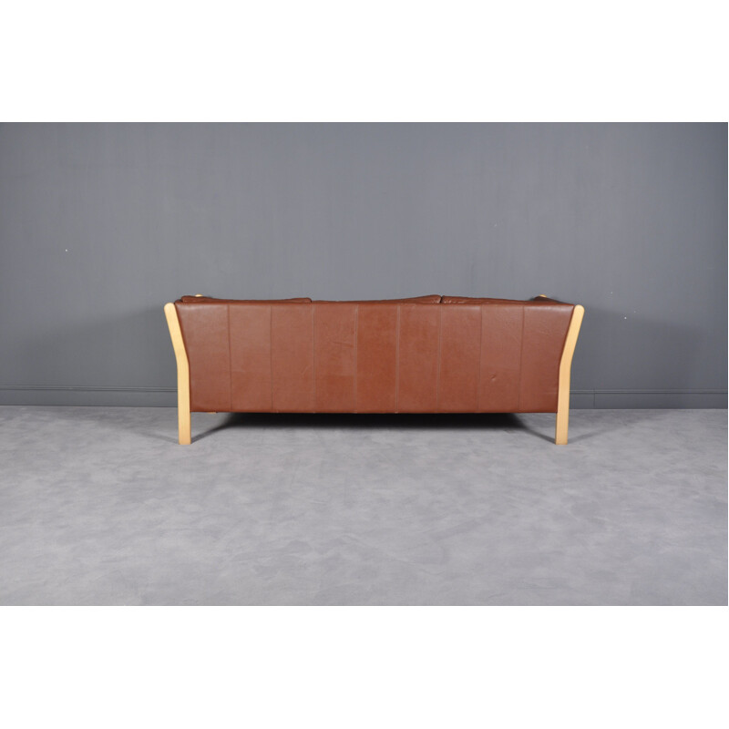 Vintage Danish cognac leather sofa from Stouby