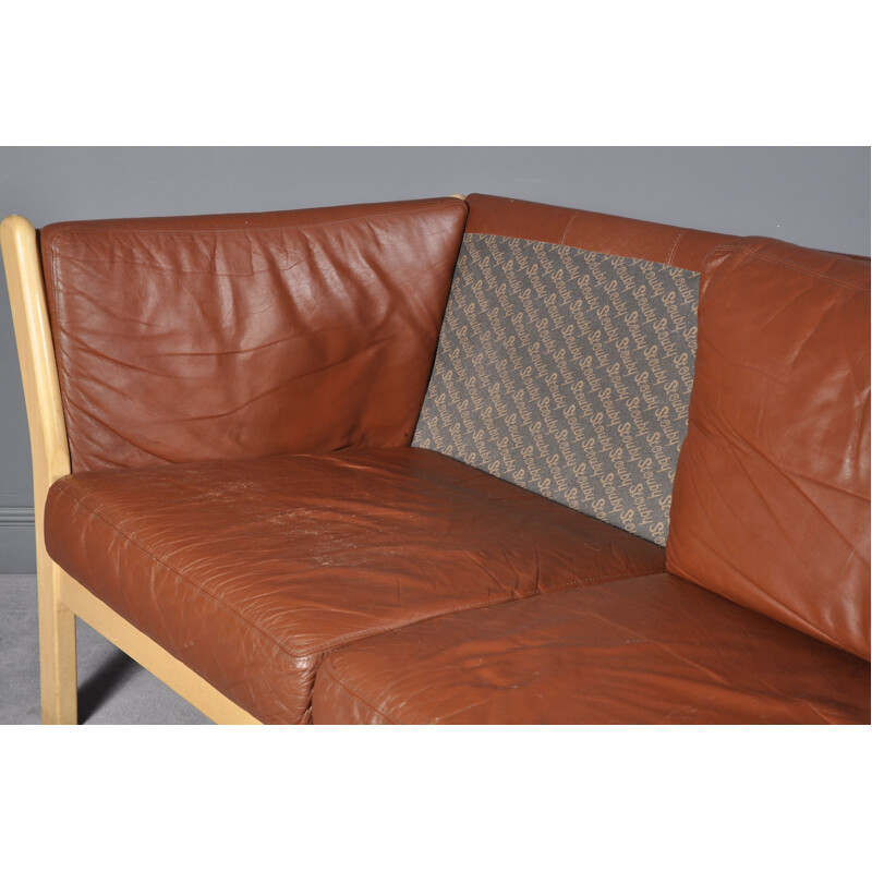 Vintage Danish cognac leather sofa from Stouby