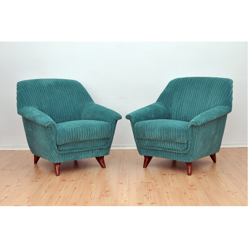 Set of 2 vintage green armchairs