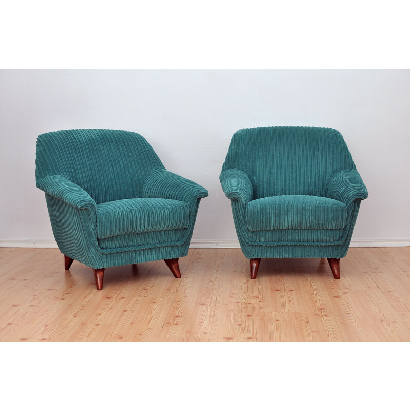 Set of 2 vintage green armchairs