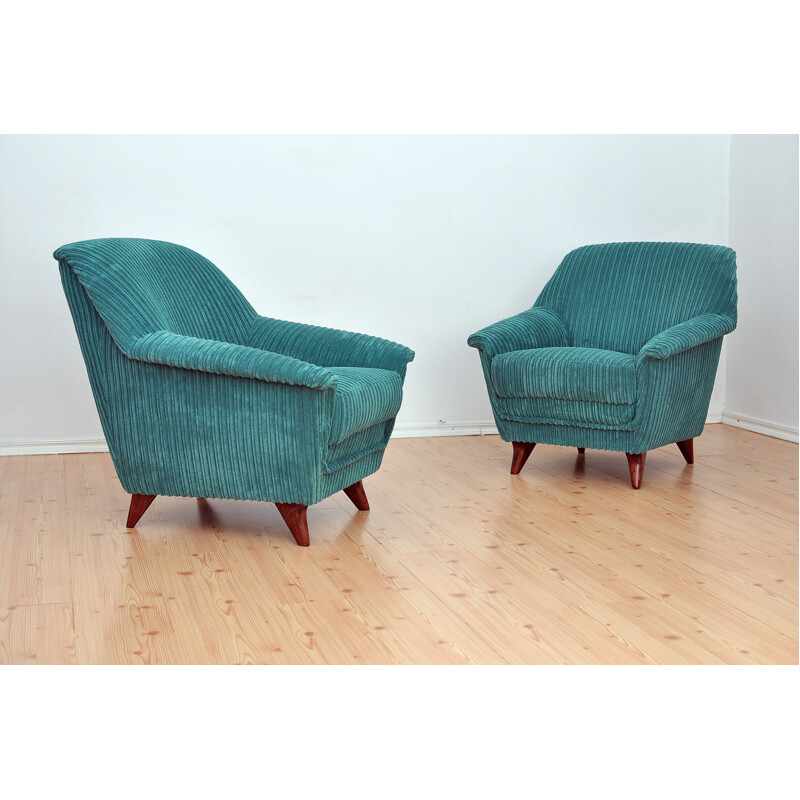 Set of 2 vintage green armchairs