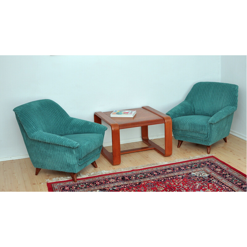 Set of 2 vintage green armchairs
