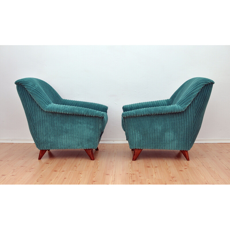 Set of 2 vintage green armchairs