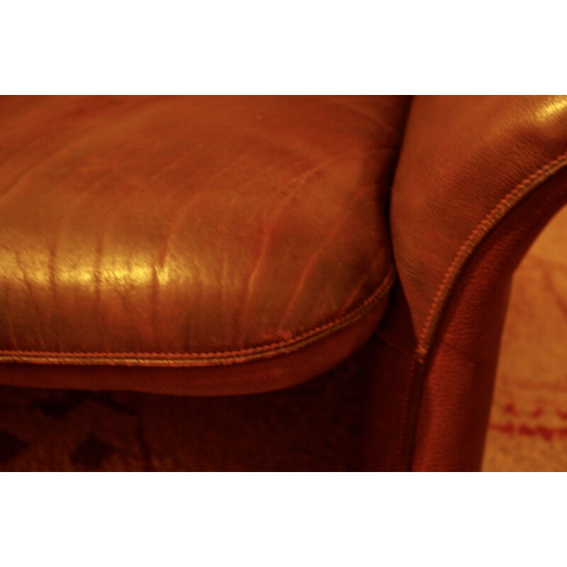 Vintage brown leather armchair by De Sede