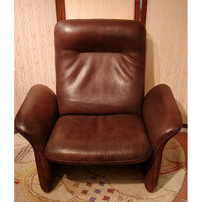 Fauteuil vintage De Sede en cuir marron