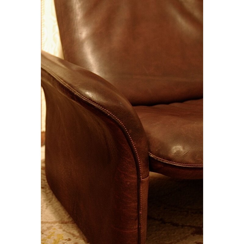 Fauteuil vintage De Sede en cuir marron