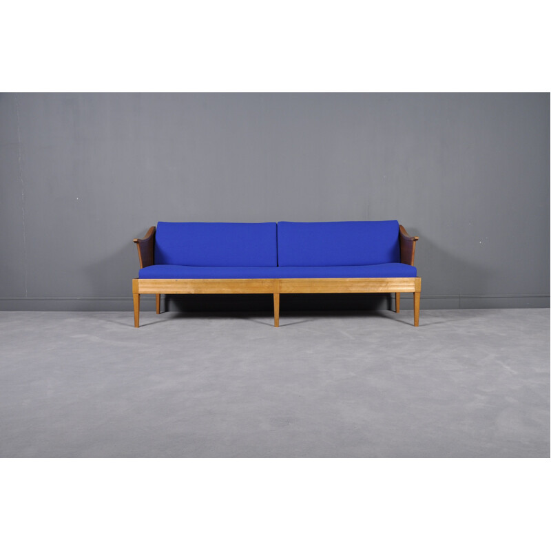 Vintage Stora Stalen blue sofa by Carl Malmsten