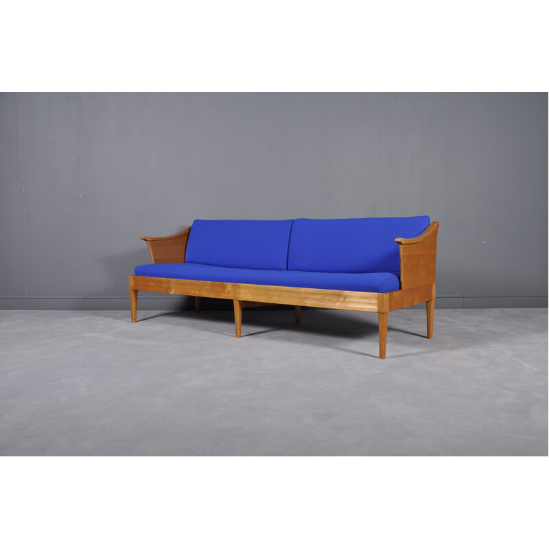 Vintage Stora Stalen blue sofa by Carl Malmsten