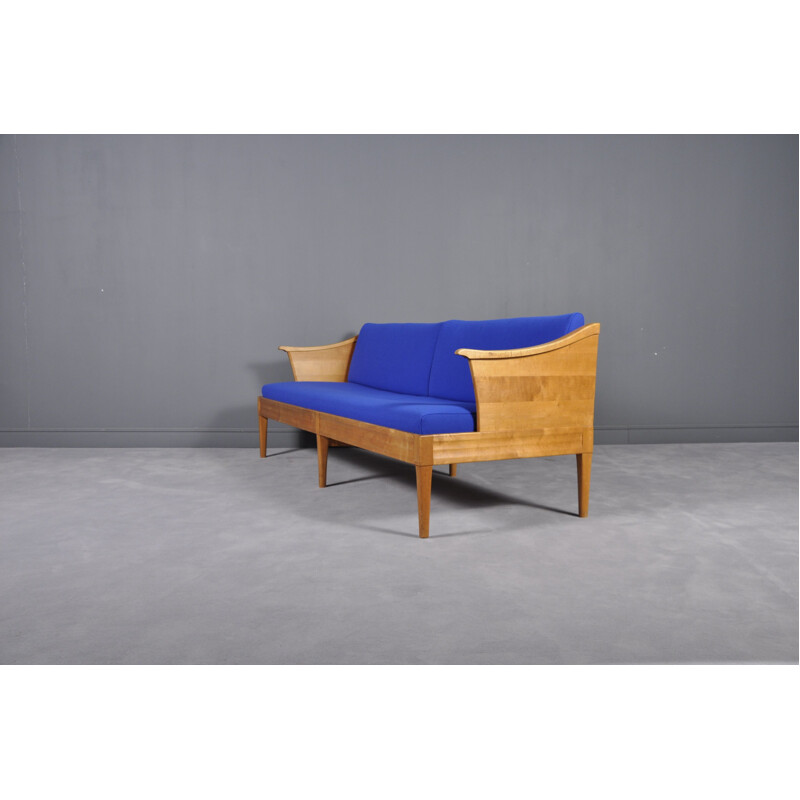 Vintage Stora Stalen blue sofa by Carl Malmsten