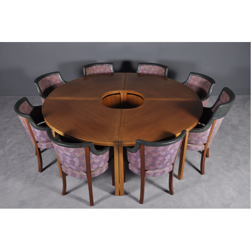 Vintage conference table and 8 Riksdagen chairs by Åke Axelsson
