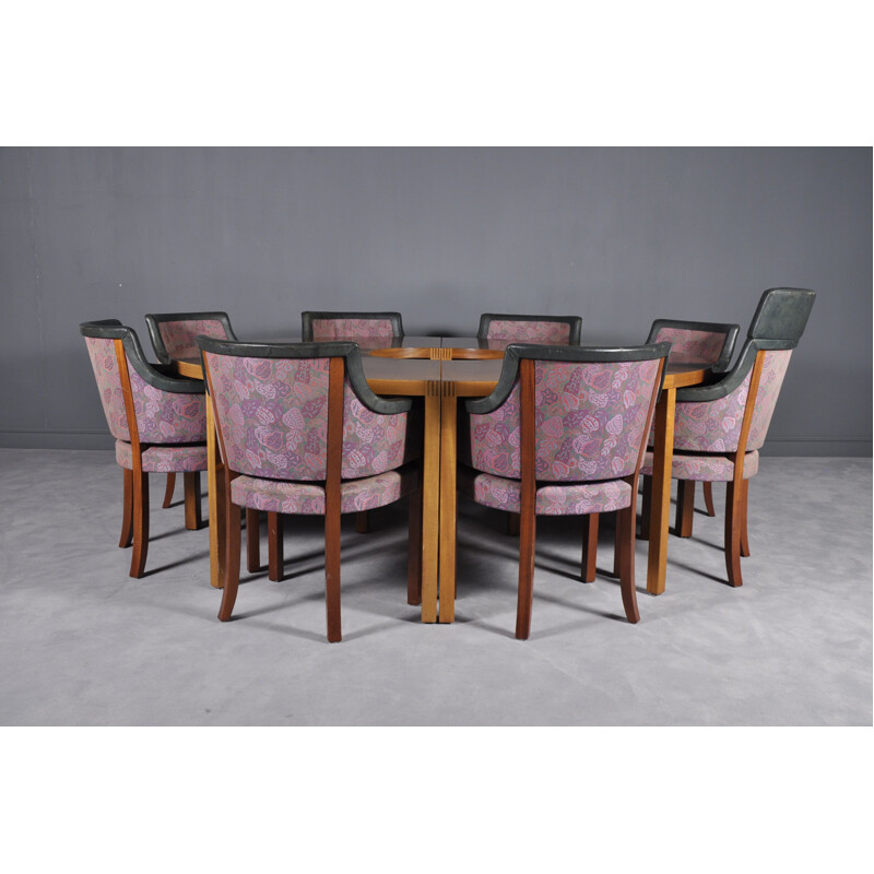 Vintage conference table and 8 Riksdagen chairs by Åke Axelsson