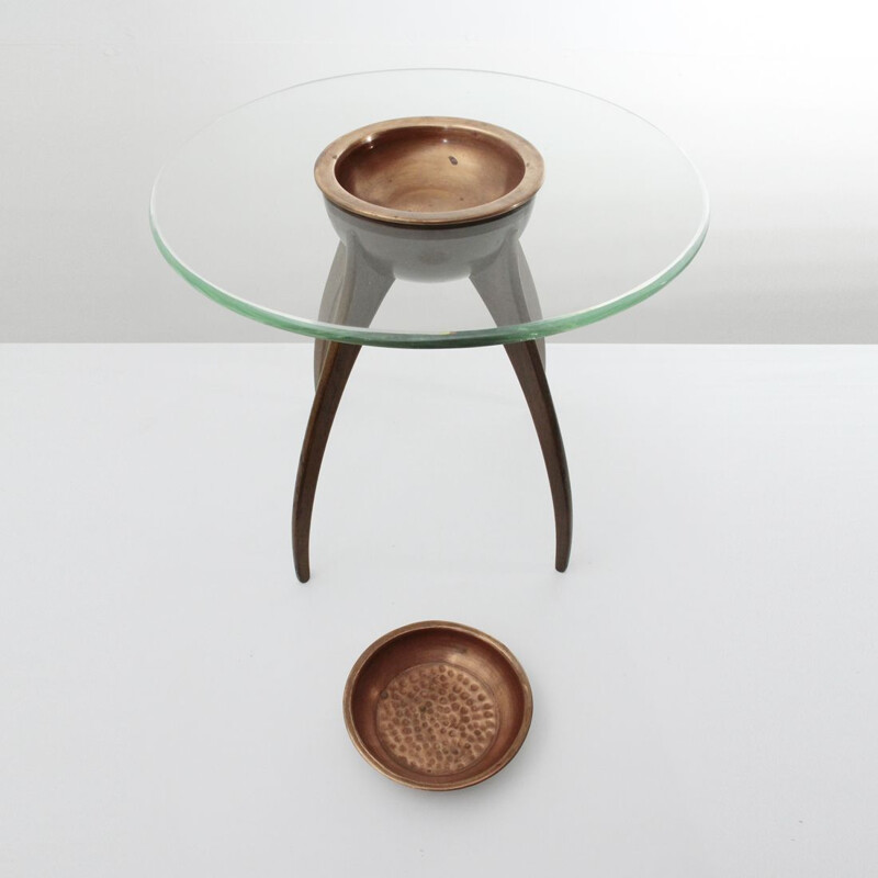 Vintage Italian coffee table with copper cup