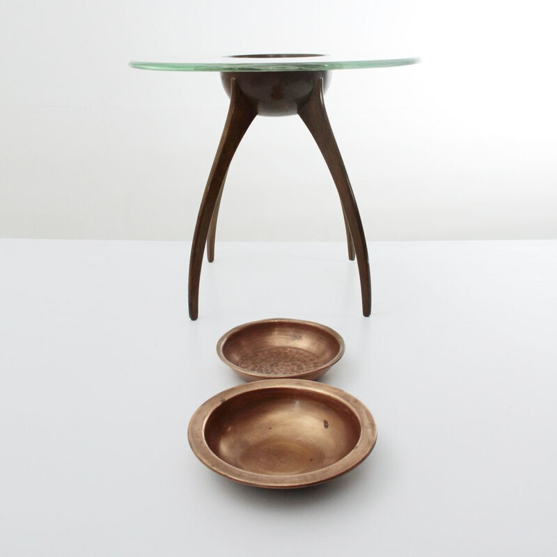 Vintage Italian coffee table with copper cup