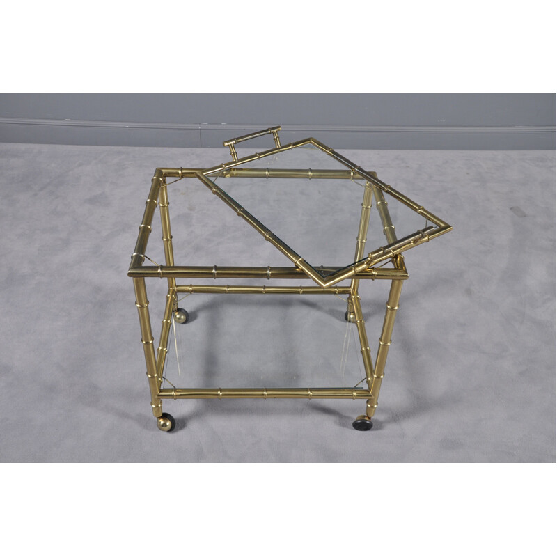 Vintage Italian faux bamboo bar cart with removable tray