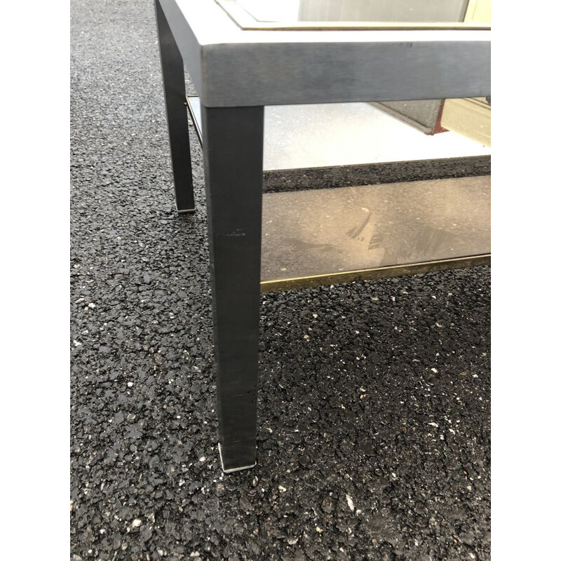 Vintage coffee table in brass and steel by Maison Jansen