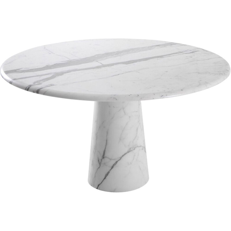 Vintage round Italian dining table in Carrara marble