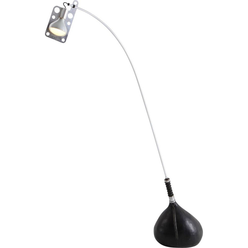 Vintage Bul-Bo floor lamp for Linea GB in chrome and leather