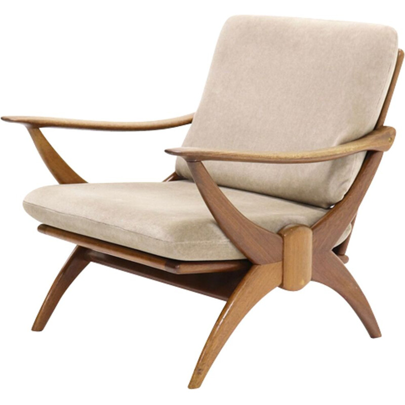 Vintage teak and fabric armchair by Ster Gelderland 1950s