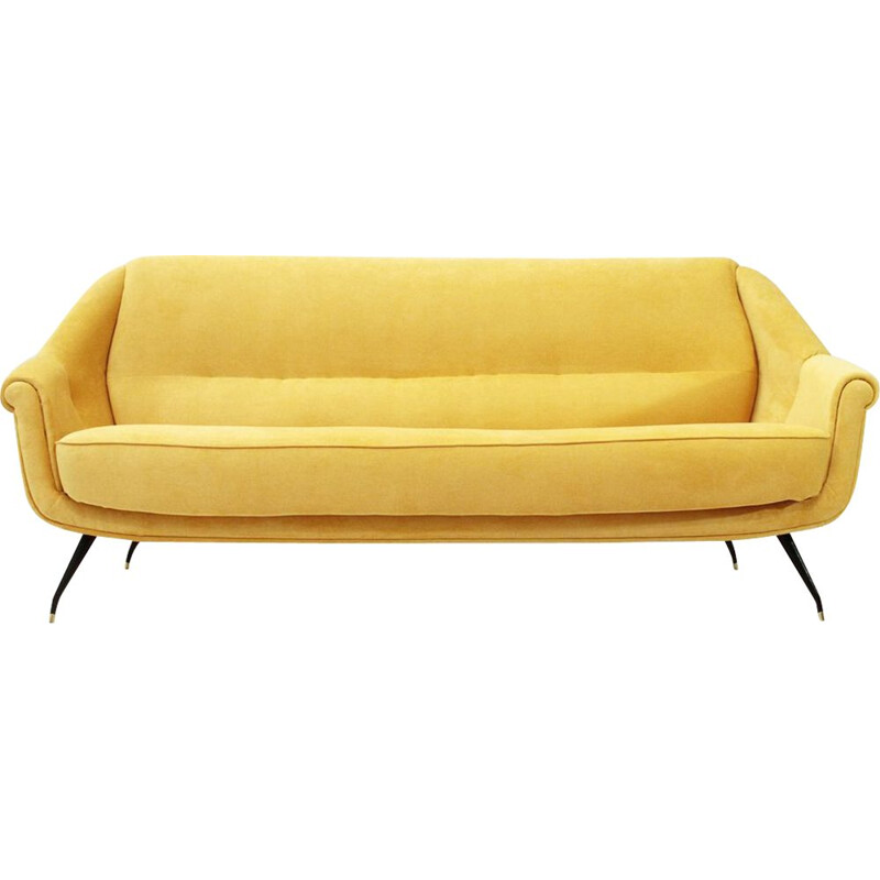 Vintage Italian sofa in yellow velvet