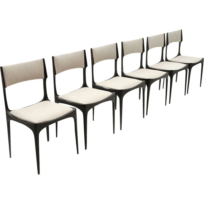 Set of 6 grey dining chairs by Giuseppe Gibelli