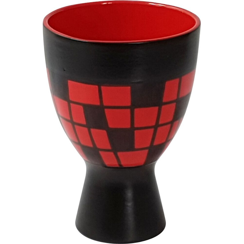Red and black diabolo vase by Elchinger