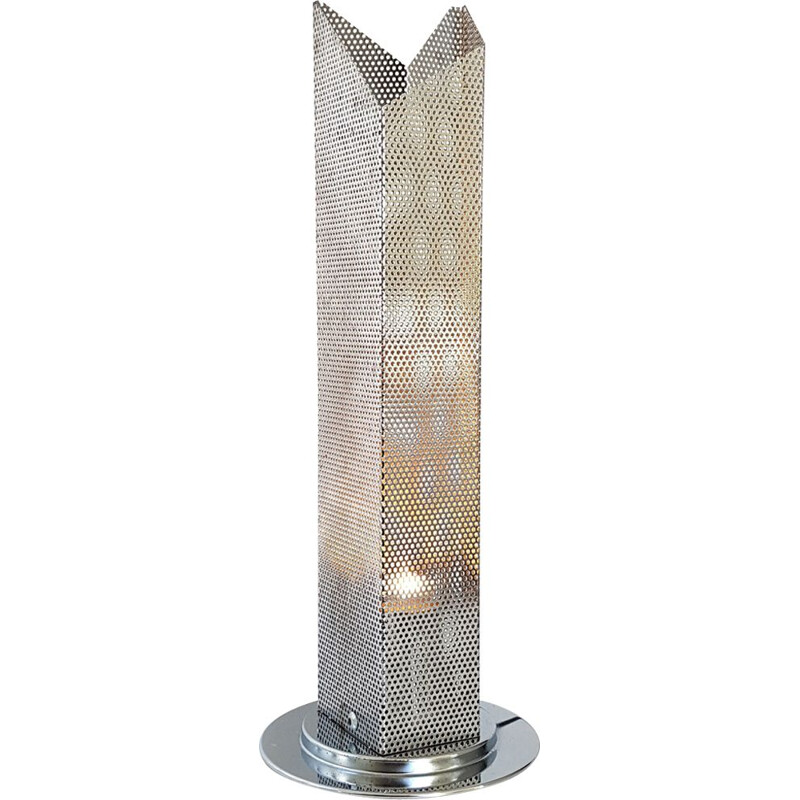 Vintage perforated steel table lamp